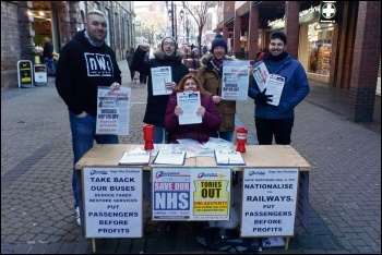 South Yorkshire Socialist Party campaigning on bus and rail services, photo by South Yorkshire Socialist Party