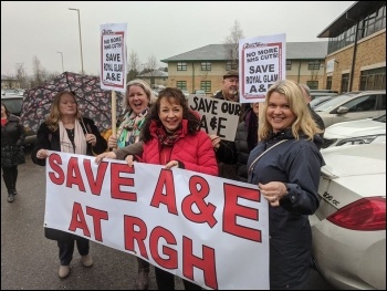 Lobby against the closure of Royal Glamorgan A&E, photo Dave Reid