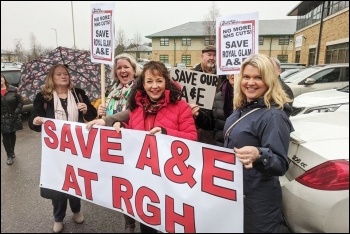 Lobby against the closure of Royal Glamorgan A&E, photo Dave Reid 