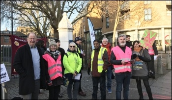 Fighting government cuts: Picket line at City & Islington sixth form, London, 12.2.20, photo JB
