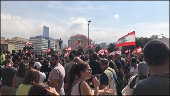 In Lebanon there's been the biggest movement of opposition to the government for at least 14 years, since the previous 'cedar revolution'. Lebanese flags have flown on the protests rather than those of sectarian militias, photo Shahen Books/CC