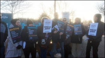 The picket line at Havering Sixth-Form College, 12.2.20, photo by Ian Pattison