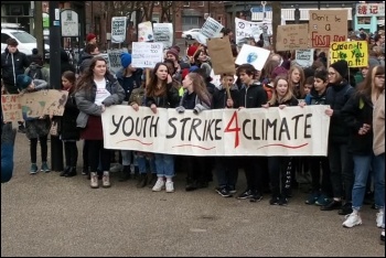 Climate strikers in Sheffield, 14.2.20, photo by Sheffield Socialist Party