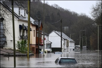 Flooding in Nantgarw, South Wales, photo by Elliot Pitt/Twitter/CC