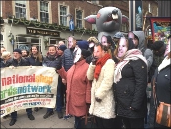 On the PCS FCO strike protest at the HQ of the employer Interserve, Feb 2020, photo by Paula Mitchell