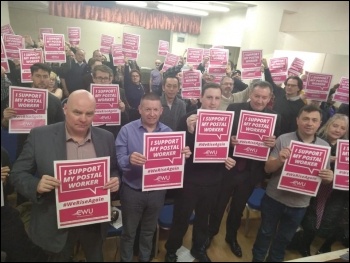 Solidarity to the CWU postal workers' dispute, at a NSSN meeting, February 2020