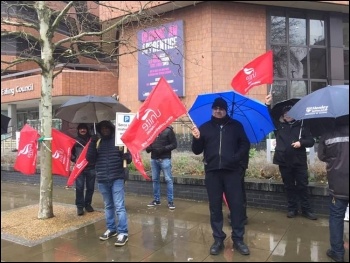 Ealing parking attendants in Unite on strike in March 2020, photo Helen Pattison