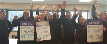 Sandwell council electricians win better pay, photo Sandwell Unison branch Sandwell council electricians win better pay, photo Sandwell Unison branch