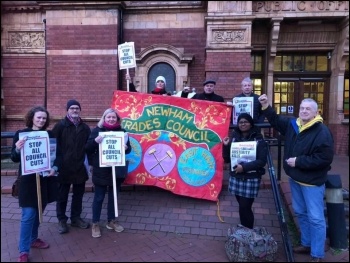 Lobby against Newham council cuts March 2020, photo East London Socialist Party