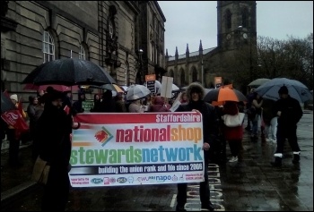 Protesting agains the cuts in Stoke