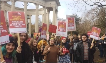 Cardiff Socialist Students supporting the University and College Union (UCU) strike, March 2020