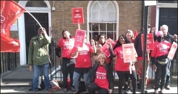 Workers at homelessness charity St Mungo's on strike, London, 17 March 2020 Workers at homelessness charity St Mungo's on strike, London, 17 March 2020