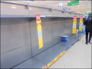 Shelves cleared by profit-hungry supermarkets permitting uncontrolled panic buying