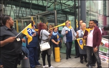 PCS BEIS picket line, July 2019, photo Paula Mitchell