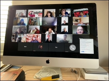 Trade union activists meet via Zoom