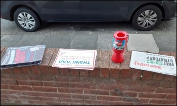 The Socialist Party's Workers' Charter was snapped up from a wall in North Shields, and �30 contributed within minutes. , photo William Jarrett