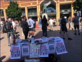 Socialist Party stall at anti-racism demo in  Coventry, 2 June 2020