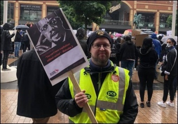 PCS and Socialist Party member at the Coventry Black Lives Matter protest