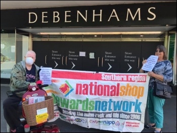 Protesting outside Debenhams in Southampton, June 2020