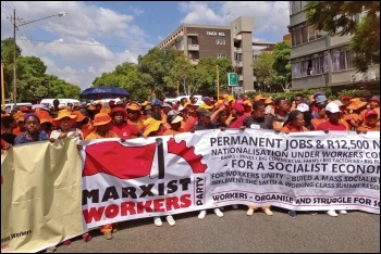 EPWP workers mobilised behind the banner of the Marxist Workers Party (CWI South Africa), photo by Marxist Workers Party