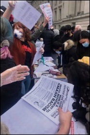 Queues to sign up to the Socialists at a Black Lives Matter protest in Birmingham, 4.6.20, photo Lenny Shail