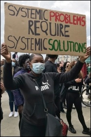 Black Lives Matter protester, June 2020, photo by Judy Beishon