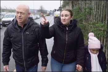 Ross Kemp with a forced-out single mum, ITV's 'Living with Forced Out Families'