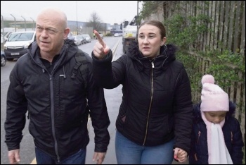 Ross Kemp with a forced-out single mum, ITV's 'Living with Forced Out Families'