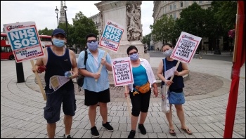 Demanding a 15% pay rise for NHS workers, 8th August 2020, London