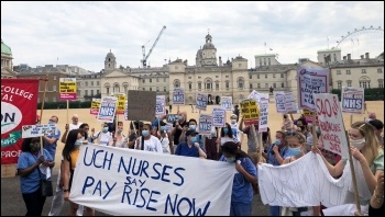 Demanding a 15% pay rise for NHS workers, 8th August 2020, London