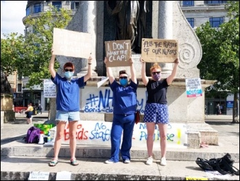 Demanding a 15% pay rise for NHS workers, 8th August 2020, Manchester, photo Sally G