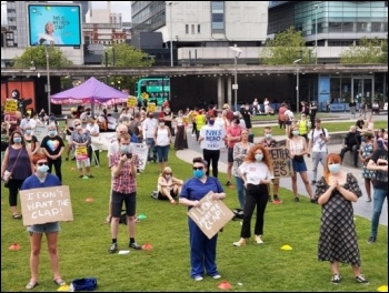 Demanding a 15% pay rise for NHS workers, 8th August 2020, Manchester, photo Sally G