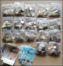 The contents of Vi's 'subs jar' - collected in just four months