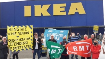 Protest in support of sacked rep Richie Venton outside Ikea Glasgow