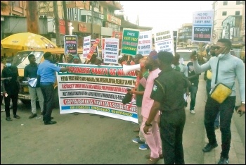 Protesting against energy costs and attacks on democratic rights in Nigeria, photo by Socialist Party of Nigeria