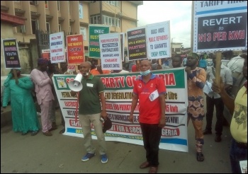 Socialist Party of Nigeria left party, formed by DSM and DSM members campaigning in Lagos, photo DSM