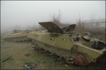 Azeri tanks in Nagorno-Karabakh from a previous conflict, photo 