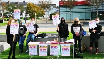 Swansea university students demanding a fees refund, October 2020