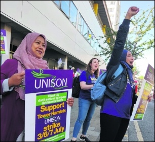 Tower Hamlets Unison members on strike in 2020