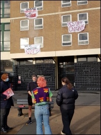 Visiting the Manchester Student occupation. photo: Manchester and Salford SP