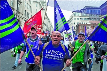 Local authority workers protesting against austerity in 2016, photo: Paul Mattsson