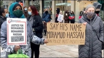 Protesting in Cardiff  following the death of Mohamud Mohammed Hassan, photo by Cardiff SP, photo Cardiff SP