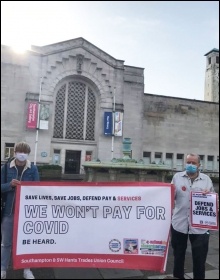 Southampton Trades Council protest, 7 November 2020, photo Southampton SP Southampton Trades Council protest, 7 November 2020, photo Southampton SP
