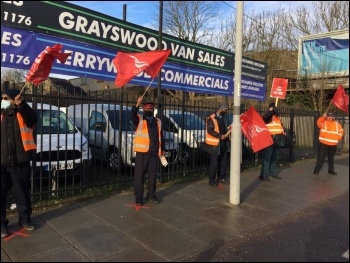 London bus strikers February 2021, photo London SP