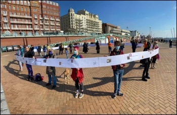 Protesting against domestic abuse service closures in Brighton. Photo Brighton SP Protesting against domestic abuse service closures in Brighton. Photo Brighton SP