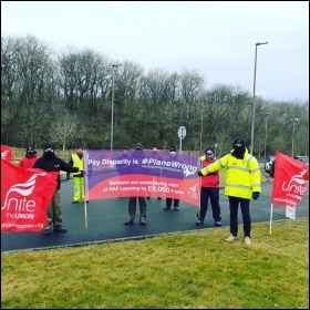 Picket line at RAF Leeming. Photo: Yorkshire SP