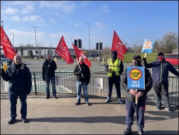 Strikers at 'Go North West' in Manchester, against 'fire and rehire'. Photo: Unite North West