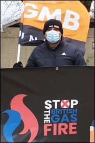 A British Gas engineer on strike, Leicester, photo Steve Score