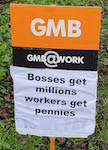 A GMB placard A GMB placard