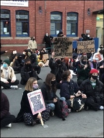 Protesting in Cardiff, photo SP Wales